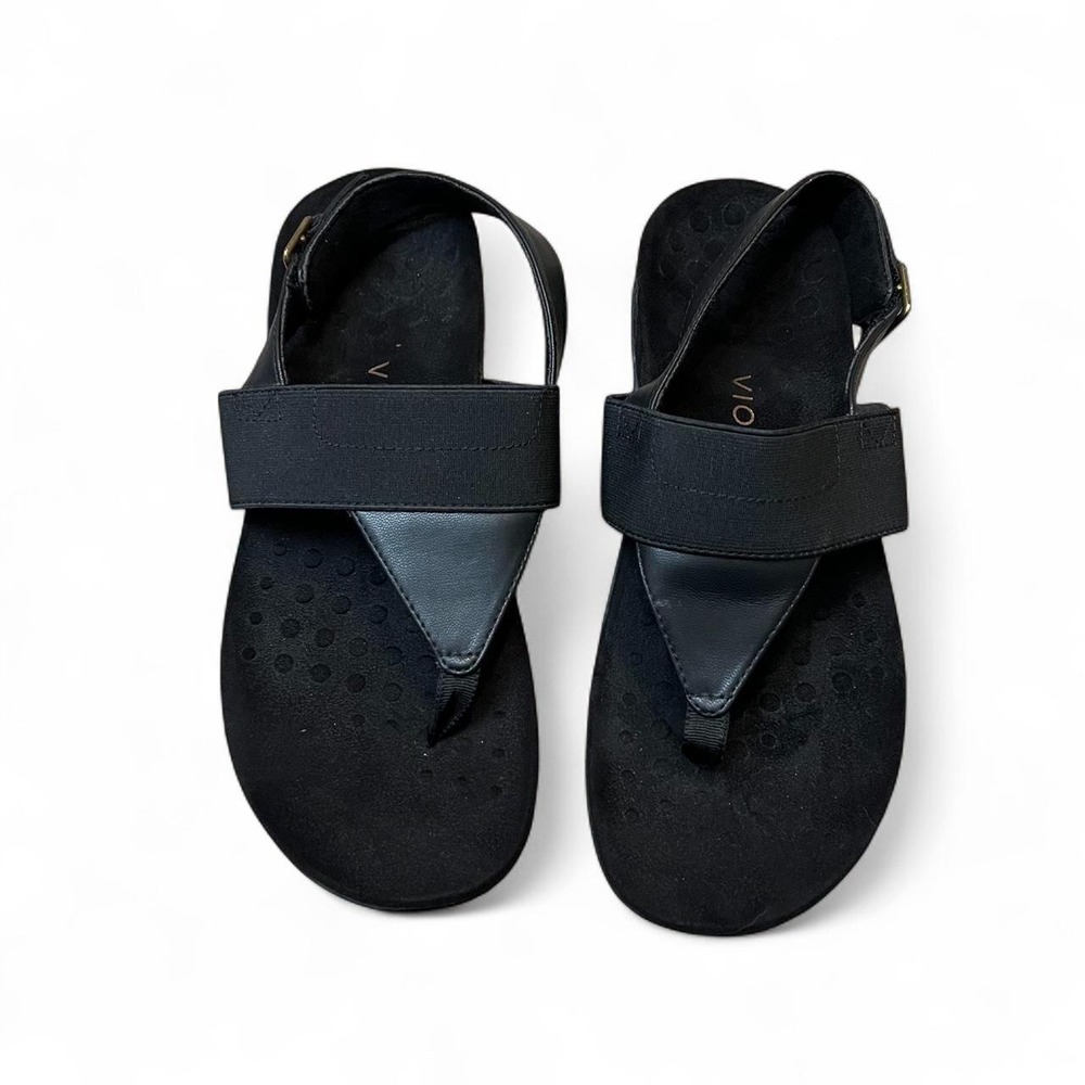 Vionic Danita Black Slingback Orthotic Comfort Toe Post Thong Sandal 9.5 Walking